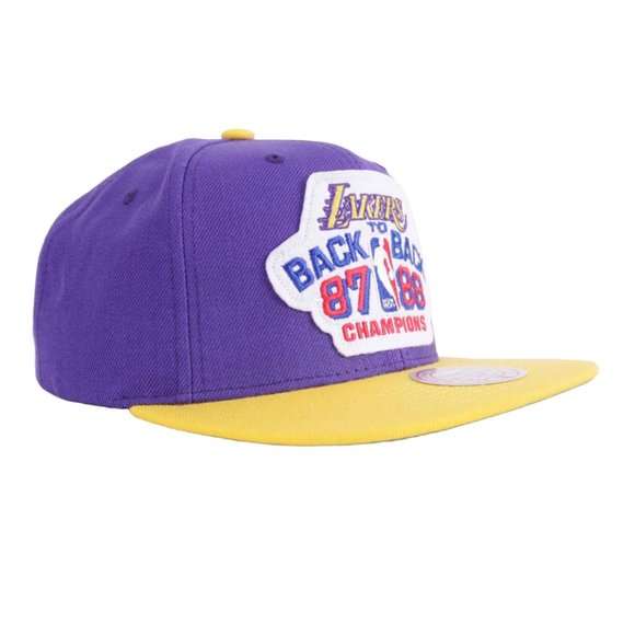 Mitchell & Ness Los Angeles Lakers Back To Back Champs Deadstock Snapback Hat - Picture 3 of 6